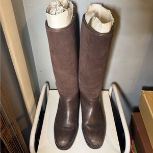 Coach Brown Suede Boot with Brass Zipper